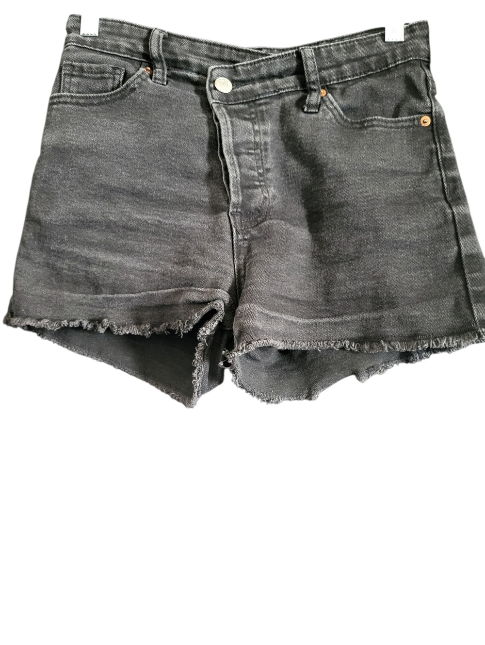 S.O.N.G Criss Cross Timeless Frayed Hem Denim Shorts Black sz 3/26